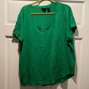 Tahari Vibrant Green Short Sleeve Linen T Shirt